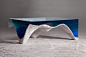 Elegant Marble and Acrylic Glass Table Mimics the Layered Depth of the Ocean Floor