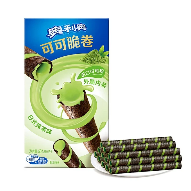 奥利奥（Oreo）可可脆卷 日式抹茶味威化饼干 休闲零食 50g（包装-淘宝网-花瓣网