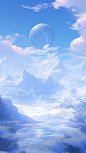 Some very cold air, in the style of fantasy worlds, high detailed, horizons, expansive, tranquil serenity, high resolution, alien worlds