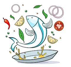 美味鱼料理设计矢量素材 