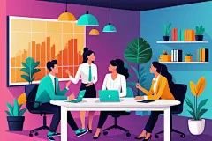 电子商务扁平风商务办公场景插画