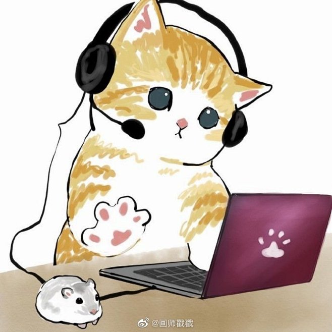 感觉自己就是这只上网的喵#插画##手绘#...