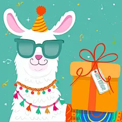 手绘羊驼生日快乐背景插画矢量图设计素材