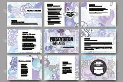 用于演示幻灯片的9个模板集。手绘花卉