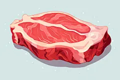 新鲜肉类写实风美食插画矢量素材