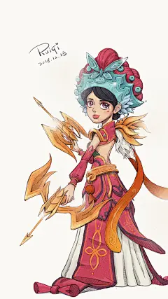 插画 手绘 王者荣耀 虞姬 霸王别姬 同人