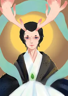 大鱼海棠--鹿神-沐一水__涂鸦王国插画