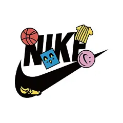 耐克标志矢量手绘卡通表情篮球图案