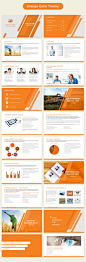 company profile template powerpoint Orange 公司简介企业介绍PPT模板国外简约扁平化PPT模板