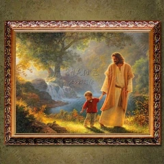 天主教圣像画耶稣像画圣像耶稣爱小孩油画手绘耶稣装饰画壁画挂画-花瓣网