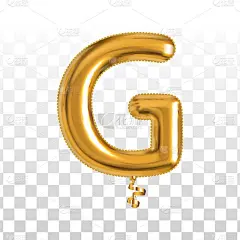 向量现实孤立的金色气球字母G在透明的背景。