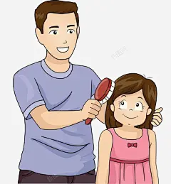 爸爸给女儿梳头 父女插画 父爱 爸爸 融洽 血缘 元素 免抠png 设计图片 免费下载 页面网页 平面电商 创意素材