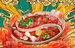 火锅素材国潮素材串串美食  - 源文件下载【酷图网】火锅,国潮,背景墙,串串,美食,