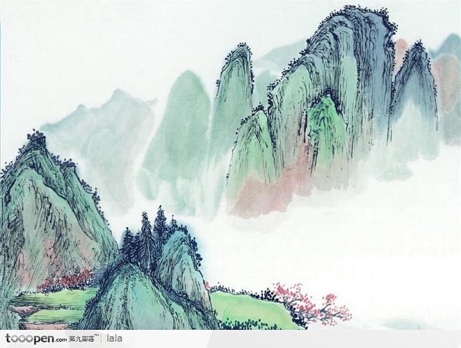 水墨雄伟的山峰