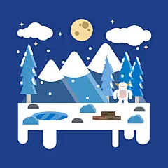 雪花飘飘冬季雪景插画