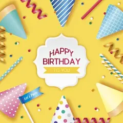 生日帽彩带吸管创意生日贺卡节日插画