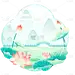 传统节气二十四节气雨水插画渐变矢量图形植物组合元素素材