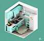 #kitchen #architecture #lowpoly #isometric #voxel #interior #blender