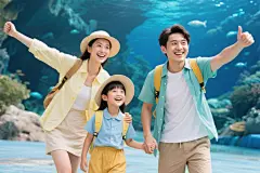 亲子远行家庭合照
