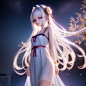 00019-1166799918-a youthful girl, (silk nightgown),(long white hair),messy floating hair, colored inner hair, starry sky adorns hair, (delicate f