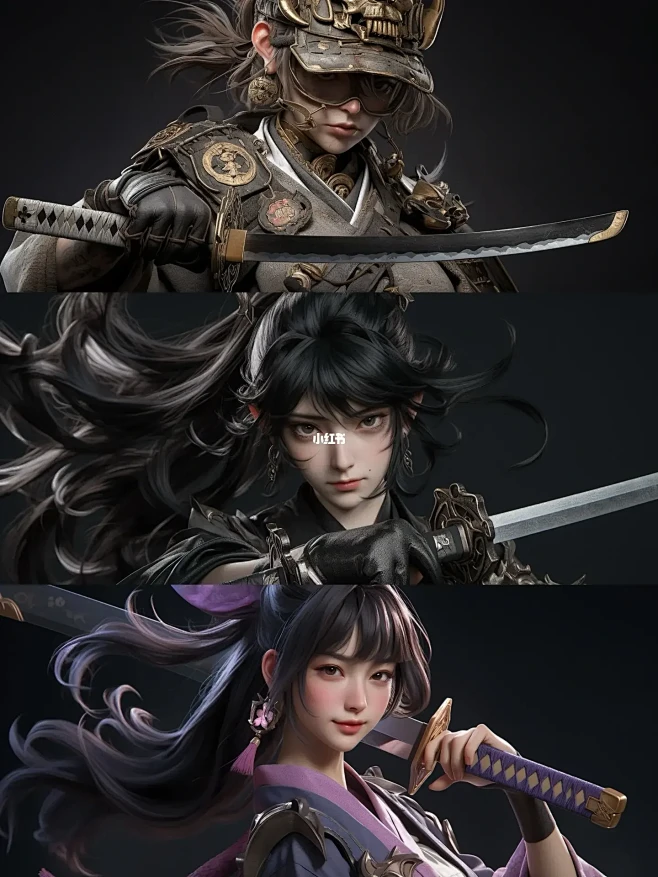 Ai 彩Midjourney 女武士 含咒语解析