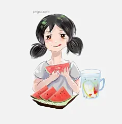 夏天女孩吃西瓜清凉主题插画图片大小1000x1015px 图片尺寸568.68 KB 来自PNG搜索网 pngss.com 免费免扣png素材下载！插画#吃西瓜#广告插画#海报插画#简约风#精美#卡通#卡通手绘#女孩#清凉#手绘#夏天#小清新#