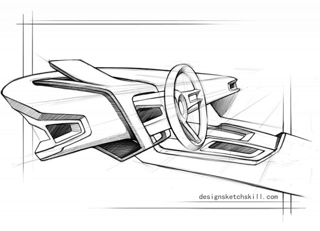 汽车内饰设计手绘效果图(二)