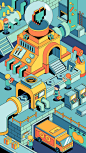 Behance 上的 2.5D节日插画