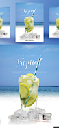 主题 海报 饮料 冰块 柠檬 夏日 酒水饮料广告海报平面设计