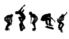 滑板青年剪影  - 源文件下载【酷图网】滑板运动,极限运动,剪影,活动效果图,青年运动,体育,滑板教学,