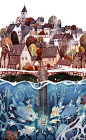德国的插画师Iraville温馨怀旧的风景插画，记录了家乡的小情调，用水彩的丰富颜色和自然的肌理效果表达最质朴的情感！

#最美家乡大赛# ​​​​