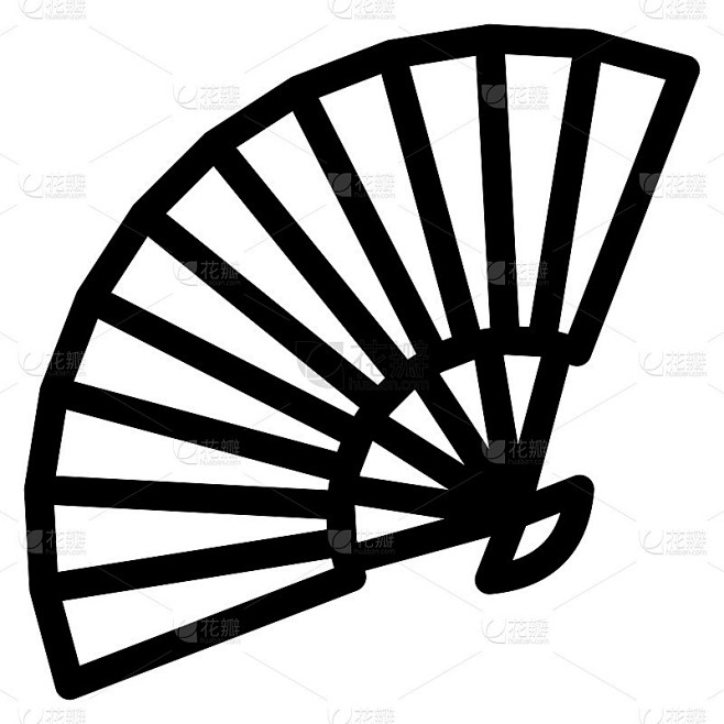日本扇形线绘制矢量插图