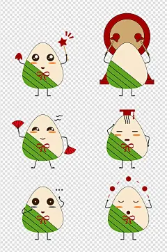 手绘端午节美食粽子表情包元素-众图网