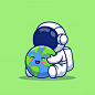 宇航员抱着地球，卡通矢量图插画矢量图素材