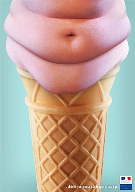 法国卫生部一则公益广告：肥胖始于童年。