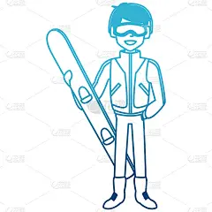 带着滑雪板的年轻人