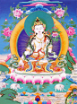 白文殊卷轴挂画/绢丝布