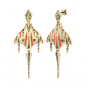 Rainbow Tiger Ray earrings in 18-carat yellow gold with black rhodium, diamonds, green agates, blue sapphires, tsavorites, amethysts, rubies and orange glow-in-the-dark enamel