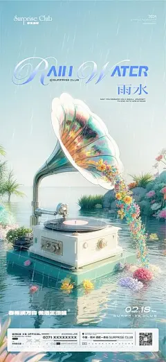 【南门网】广告 海报 节气 雨水 酒吧 夜店 KTV 留音机