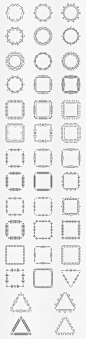 40个创意黑白正方形三角形边框PNG素材