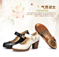 骆驼高跟鞋 春季款浅口女鞋 百搭真皮圆头粗跟高跟女士单鞋-tmall.com天猫