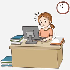 卡通手绘深夜加班插画psd免抠素材_新图网 https://ixintu.com 卡通手绘 工作 深夜加班 上班 手绘插画 办公