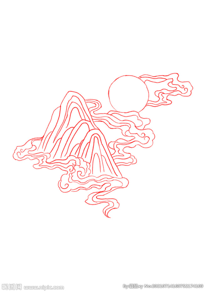 手绘山水元素