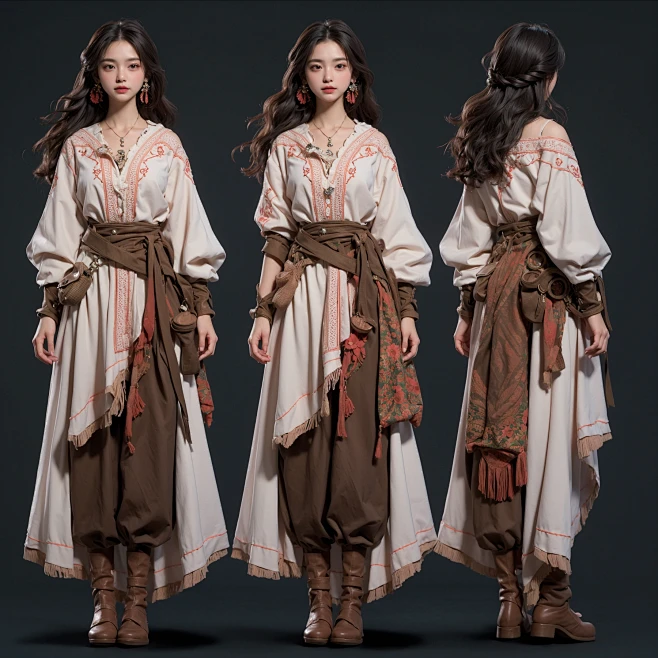 AI古风武侠角色插画素材 国风人物服装设计 影视游戏角色概念设定-淘宝网-花瓣网