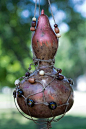 gourd chakra beaded knotted painted castinet by RowanTreeGarden, $10.00
