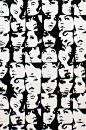 其中包括图片：Fabric In Crowd Alexander Henry Black and White Faces  100% Cotton License Material