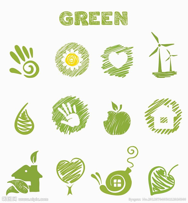 节能绿色环保图标矢量图_绿色环保生态图标...
