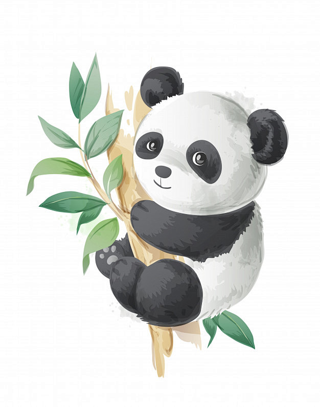可爱的卡通熊猫在爬树矢量图素材
