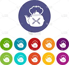 彩色图片,壶,计算机图标,塑胶,热,电,家庭生活,复古,布置,准备