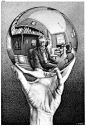 《手持球面镜》1935 #埃舍尔#